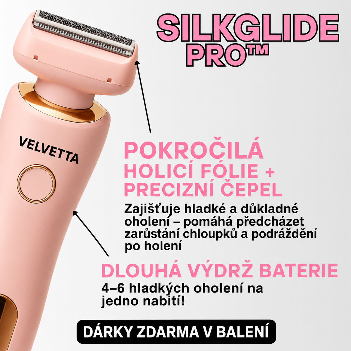 Pokročilá holicí fólie a precizní čepel Velvetta SilkGlide Pro